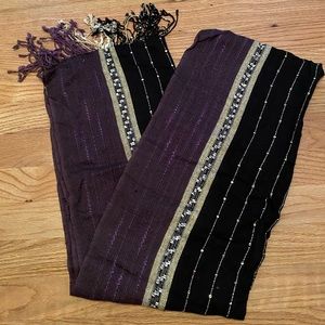 Woven Multicolor Shawl With Fringe